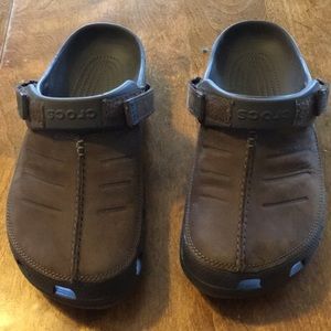 Brown leather crocs size 10 Medium